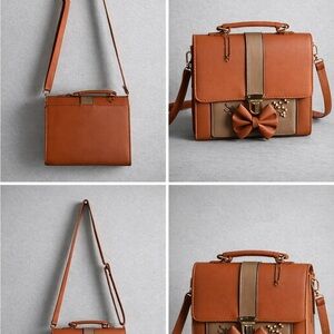 Elegant Brown and Tan Women's Handbag